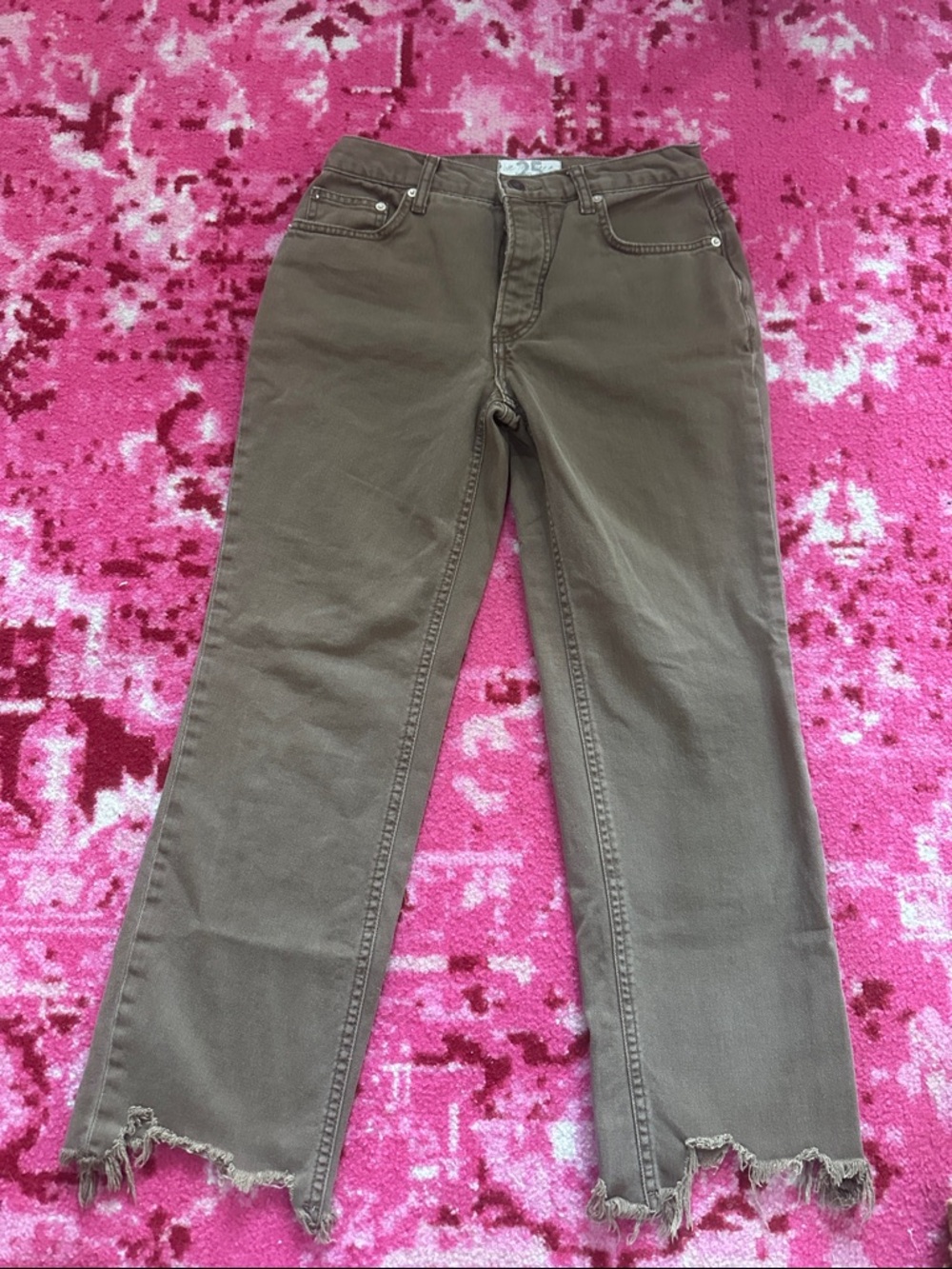 Free People Brown Frayed Hem Jeans